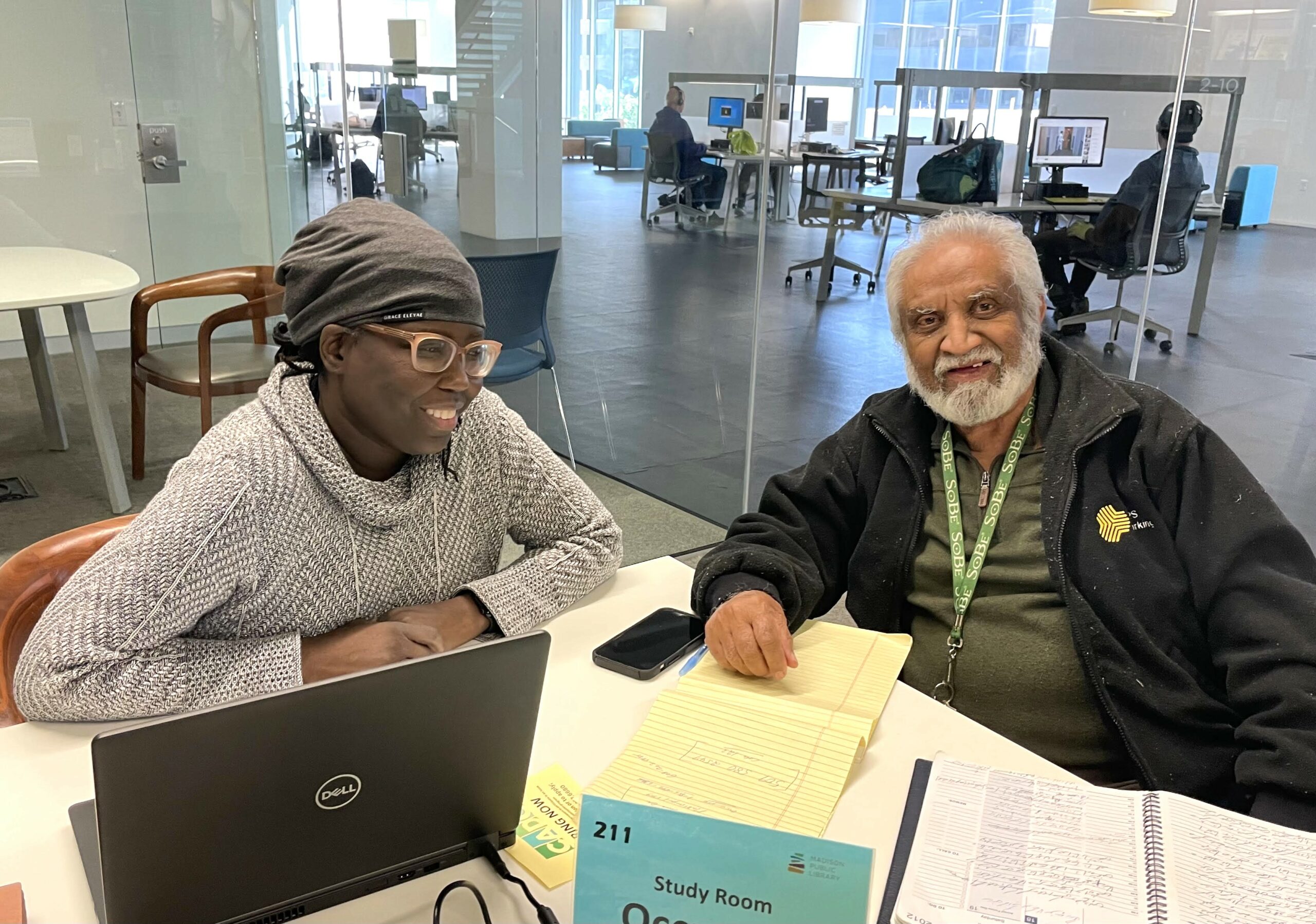 Educator Tracy and client Mohammad at Central Library